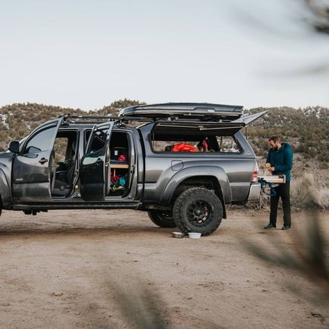 Overland Tacoma, Truck Camper Shells, Tacoma Accessories, Truck Living, Toyota Tacoma 4x4, Tacoma 4x4, Toyota Tacoma Double Cab, Truck Bed Camping, Camper Shells