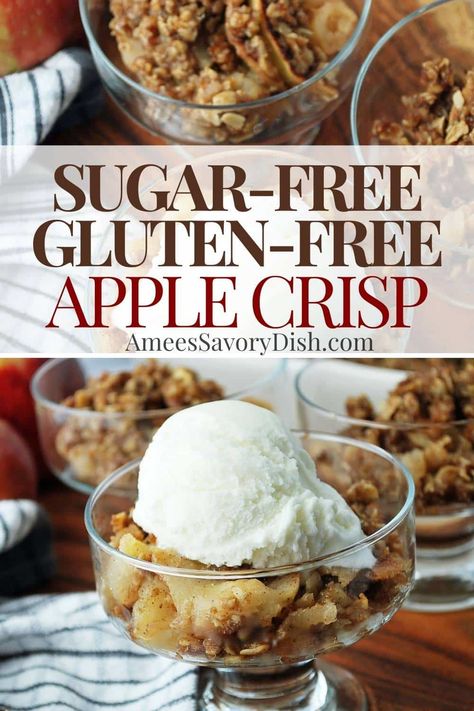 Sugar Free Apple Recipes, Apple Recipes No Sugar, Dairy Free Apple Crisp, Sugar Free Apple Crisp, Gluten Free Apple Crisp Recipe, Gf Deserts, Apple Crisp No Oats, Apple Crisp Recipe Healthy, Apple Crisp Topping