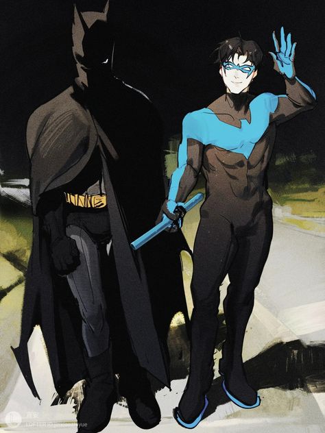 #BruceWayne #Batman #DickGrayson #Nightwing #BatFamily #DC Batman Ninja Nightwing, Dangerous Pose Reference, Deathstroke X Nightwing, Long Hair Nightwing, Nightwing X Harley Quinn, Nightwing Genderbend, Nightwing And Starfire Matching Icons, Nightwing Long Hair, Jason Todd And Nightwing