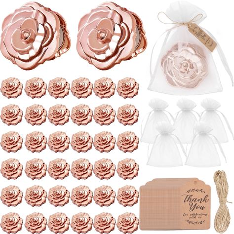 PRICES MAY VARY. Nice Party Gifts Set: you will receive 100 set of wedding party favors in the package, including 100 pieces of rose compact mirrors, 100 pieces of thank You tags, and 100 pieces of organza bags, sufficient to meet your daily needs and share with guests Delicate and Cute Appearance: the rose shape compact mirror is designed with dual glass, with a gold rose finish; Each petal looks lifelike and lovely, looking beautiful and elegant, when you need to tidy up your appearance, you w Quince Thank You Gifts, Quinceanera Gifts For Guests, Quince Party Favors Ideas, Quinceanera Party Favors Ideas, Quince Party Ideas, Brides Proposal, Quince Party Favors, Rose Gold Party Favors, Rose Gold Party Theme