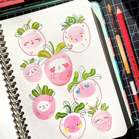 🍎 T I F F A N Y T A N 🍎 (@apple.cheeks) ��• Instagram photos and videos Apple Cheeks, Cheek Art, The Sketchbook, Posca Art, Cute Sketches, Abstract Watercolor Art, Watercolor Sketchbook, Sketch Painting, Gorgeous Art