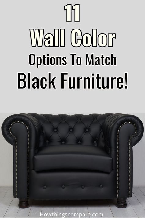 11 Wall Color Options To Match Black Furniture – howthingscompare.com Black Leather Living Room, Black Leather Furniture, Accent Wall Paint Colors, Best Wall Paint, Black Upholstery Fabric, Black Leather Couch, Best Wall Colors, Family Room Paint Colors, Best Bedroom Colors