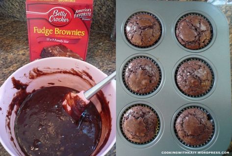 Mini Muffin Brownies, Rocky Road Brownies Recipe, Boxed Brownie Recipes, Milk Chocolate Brownies, Brownie Mix Recipes, Cake Mix Muffins, Brownie Muffins, Chocolate Muffin Recipe, Mini Brownies