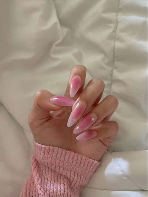 Pink Aura Nails, Aura Nails, Milky Nails, Punk Nails, Airbrush Nails, Work Nails, French Acrylic Nails, Pretty Gel Nails, Pink Aura