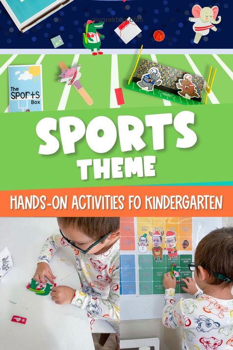 Are your preschoolers sports fans? Then they will surely love this fun themed boxes. Your kids will enjoy working through the fun math and literacy games in the box. No more boring days with this hands-on play-based subscription box! Get more fun science activities and play-based hands-on learning activities for preschoolers, go to www.myprekbox.com Sports Theme Crafts, Fun Science Activities, Learning Activities For Preschoolers, Activities For Kindergarten, Literacy Games, Activities For Preschoolers, Play Based, Play Based Learning, Hands On Learning