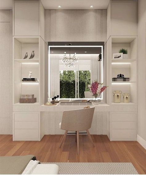 Room Decor Ideas Bedroom, Built In Dressing Table, Vanity In Bedroom, Creating A Capsule Wardrobe, Small Dressing Rooms, Bedroom Vanity Set, Built In Vanity, Interior Design Aesthetic, Dressing Room Decor