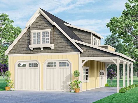 2-Car Garage Loft Plan, 051G-0051 Garage With Loft Plans, Garage With Loft, Loft Plans, Garage Plans With Loft, Craftsman Garage, Carriage House Garage, Loft Plan, Garage Loft, Upstairs Loft