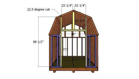 8x16 Gambrel Shed Roof - Free DIY Plans | HowToSpecialist - How to Build, Step by Step DIY Plans Gambrel Shed, Diy Storage Shed Plans, Roof Storage, Roof Trim, Diy Storage Shed, Diy Projects Plans, Free Shed Plans, Gambrel Roof, Build A Greenhouse