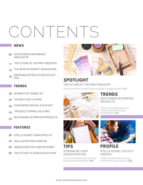 Graphic Design Contents Magazine Page. Your table of contents doesn't have to be... Table Of Contents Ideas, Table Of Contents Design Layout, Table Of Contents Magazine, Magazine Table Of Contents, Contents Ideas, Contents Page Design, Table Of Contents Design, Layout Book, Magazine Cover Template