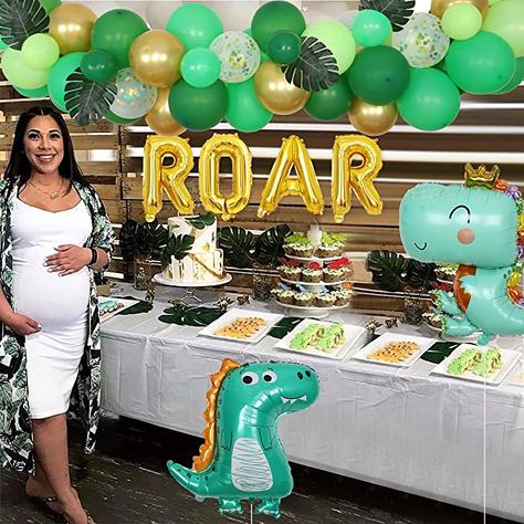 Dinosaur Baby Shower Ideas For Boys, Dinosaur Balloon Garland, Jungle Dinosaur, Shower Options, Dinosaur Baby Shower Theme, Dinosaur Party Supplies, Dinosaur Balloons, Boys Home, Dinosaur Baby Shower