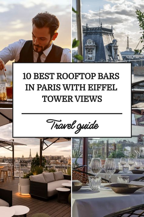 Discover the magic of Paris from a whole new perspective at the best rooftop bars in the city! Sip on delicious cocktails while taking in breathtaking views of the iconic Eiffel Tower. Whether you're a local or just visiting, rooftop bars in Paris are a must-visit for anyone looking to elevate their nightlife experience. Explore some of the trendiest spots that offer both great drinks and amazing ambiance. Best Rooftop Bars In Paris, Paris Cocktails, Paris Clubbing, Bars In Paris, Hotel Rooftop Bar, Paris Bars, Best Cocktail Bars, Paris Rooftops, Best Rooftop Bars