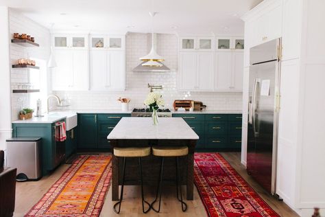 Trend We're Loving: Two Toned Kitchens — Farmhouse Living Two Tone Kitchen, European Home Decor, Boho Kitchen, Unique Kitchen, Renovation Ideas, The Design Files, White Cabinets, Rustic Kitchen, Inspired Homes