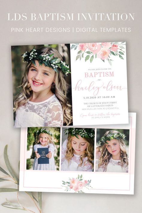 Baptism Photoshoot, Girl Baptism Party, Lds Baptism Invitation, Baptism Program, Baptism Announcement, Baptism Invitations Girl, Lds Gifts, Baptism Photos, Lds Baptism