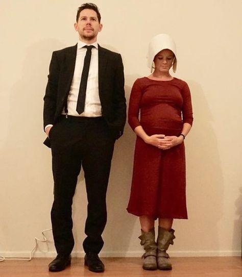 Pregnant Couples Costumes, Red Dress Boots, Halloween Costumes Pregnant Women, Pregnant Couple Halloween Costumes, Maternity Halloween Costume, Handmaids Tale Costume, Baby Cook, Maternity Halloween, Best Diy Halloween Costumes