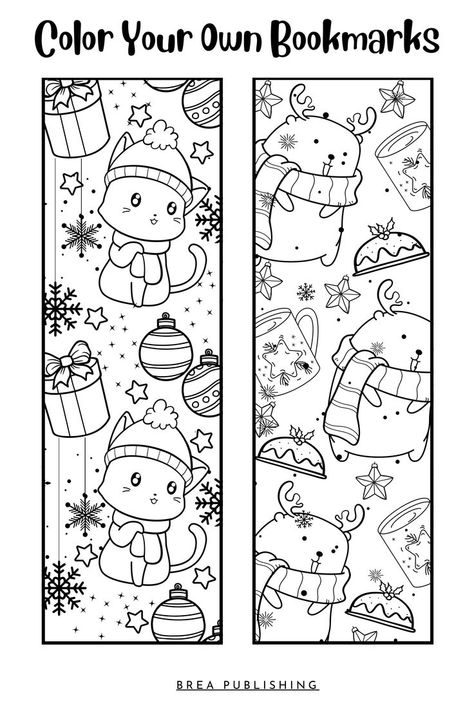 Diy Christmas Bookmarks, Bookmark Coloring, Printable Bookmarks To Color, Bookmark Coloring Pages, Free Printable Bookmarks To Color, Christmas Bookmark, Bookmark Design Printables, Bookmark Christmas, Christmas Bookmarks Printable