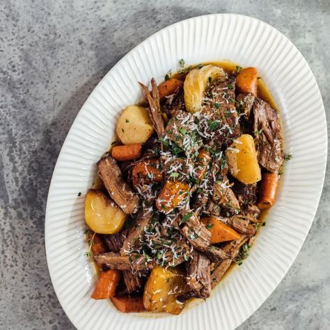 Sunday Pot Roast Recipe - Magnolia Sunday Pot Roast, Magnolia Recipes, Magnolia Table Recipes, Joanna Gaines Recipes, Magnolia Kitchen, Joanna Gaines Magnolia, Meat And Veggies, Classic Salad, Magnolia Table