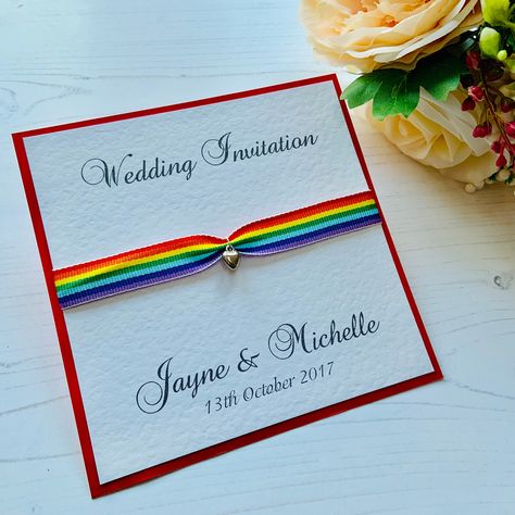 Sweet Carts, Wedding Poems, Rainbow Ribbon, Lgbt Wedding, Handmade Wedding Invitations, Lgbtq Wedding, Rainbow Theme, Cute Wedding Ideas, Gay Wedding