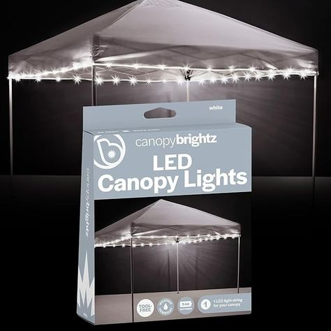 Amazon.com: Brightz CanopyBrightz LED Canopy Lights, White - Outdoor Canopy Tent Lights for 10ft x 10ft Tents - Instant Pop Up Canopy Lights - 40 ft String Light : Patio, Lawn & Garden 10x10 Canopy Tent, Tent Lights, Tailgate Essentials, Canopy Tent Outdoor, Outdoor Canopy, Football Tailgate, Camping Stuff, Tent Lighting, Awning Canopy