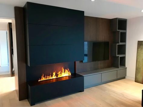 Water Vapor Fireplace | Nero Fire Design | Gallery Water Vapor Fireplace, Dimplex Fireplace, Vapor Fireplace, Fire Mantle, Realistic Electric Fireplace, Fireplace Modern Design, Tv Placement, Fireplace Modern, Basement Fireplace