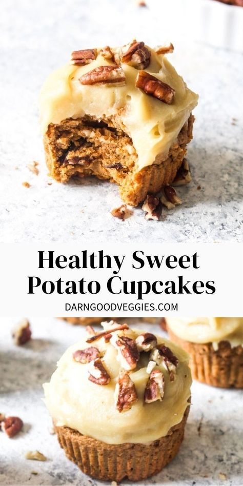 Sweet Potato Frosting, Potato Cupcakes, Sweet Potato Cupcakes, Sweet Potato Dessert, Healthy Sweet Potato, Veggies Recipes, Orange Sweet Potatoes, Pies Recipes, Stuffed Sweet Potato Healthy