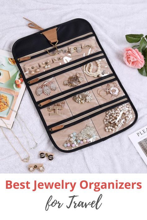 Travel Jewelry Organizer Cases, Jewelry Roll Travel, Jewelry Storage Diy, Pencil Case Pouch, Travel Jewelry Organizer, Hanging Jewelry Organizer, Diy Bag Designs, Stackable Jewelry, Jewelry Roll