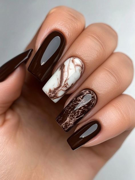 Brown Tone Nails, Chocolate Brown Nails Design, Trendy Nails Brown, November Nail Designs, Brown Nails Design, November Nails, Fall Nail Art Designs, Trendy Nail Art Designs, Simple Gel Nails