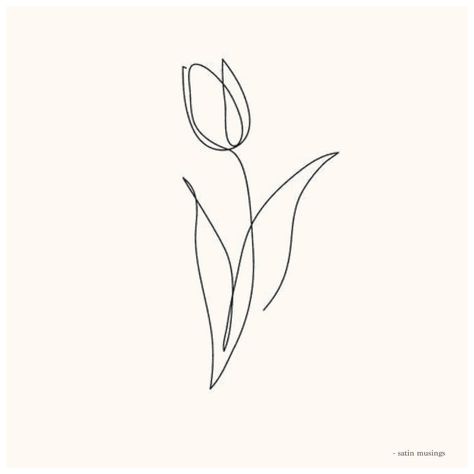 Tulip Tattoo, Line Art Flowers, Yin Yang Tattoos, Small Pretty Tattoos, Cute Tiny Tattoos, Simple Line Drawings, Line Art Tattoos, Discreet Tattoos, Subtle Tattoos