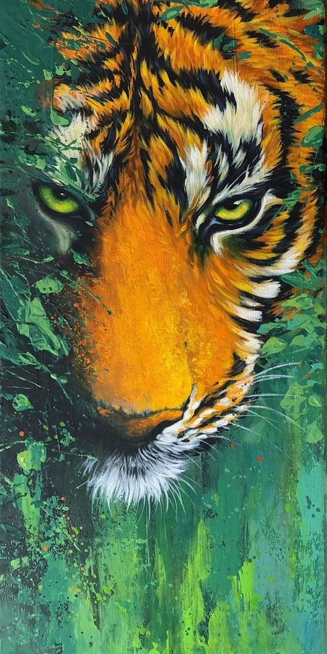 Tiger Painting Abstract, Tiger Painting Acrylic, Tiger Acrylic Painting, Tiger Abstract, Tiger Video, Painting Abstract Acrylic, Inspiration Artwork, Animal Paintings Acrylic, Tropical Art Print