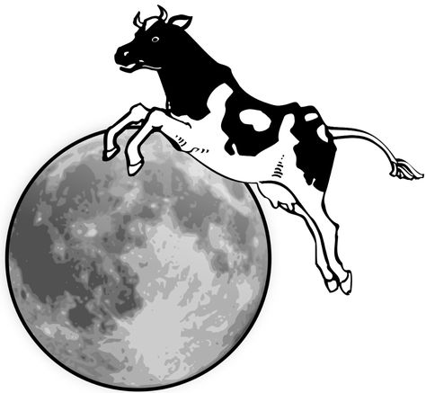 Cow jumping over the moon vector ... Cow Jumping Over The Moon, Cow And Moon, Cow Jumping, Moon Clipart, Cow Illustration, Highland Cow Art, Cow Svg, Cow Drawing, Cow Photos