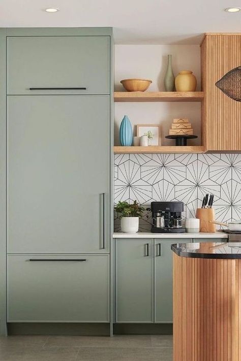 Here are some of the sexiest, the coolest, the most gorgeous kitchen tiles we saw while scrolling Instagram. Get ready to swoon. #hunkerhome #kitchenideas #kitchentowelideas #kitchentile #kitchenbacksplashideas Kitchen Cabinets Minimalist, Slim Shaker Kitchen, European Style Kitchen, Style Kitchen Cabinets, Slim Shaker, Recessed Cabinet, Retro Glassware, Modern Kitchen Tables, Shaker Kitchen Cabinets