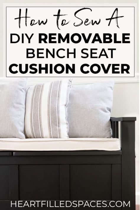 Box Cushion Cover, Diy Bench Cushion, Cushion With Piping, Diy Bench Seat, First Sewing Projects, Bench Seat Covers, Bench Covers, Bench Seat Cushion, Diy Bench