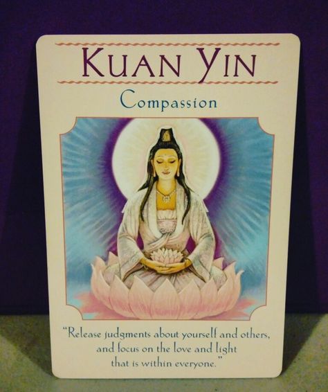 ~Kuan Yin Compassion card from Goddess Guidance Oracle Cards by Doreen Virtue~ Goddess Guidance Oracle, Angel Tarot, Angel Oracle Cards, Quan Yin, Charm Bangles, Doreen Virtue, Angel Guidance, Kuan Yin, Angel Messages