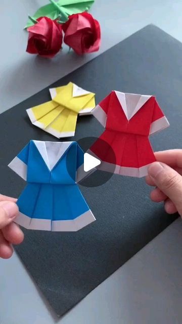 Origami For Preschool, How To Make Paper Dress, Origami Art For Kids, Paper Folding Activity, Paper Folding Crafts For Kids, Origami Art Easy, Paper Dress Craft, Paper Folding For Kids, Easy Paper Folding