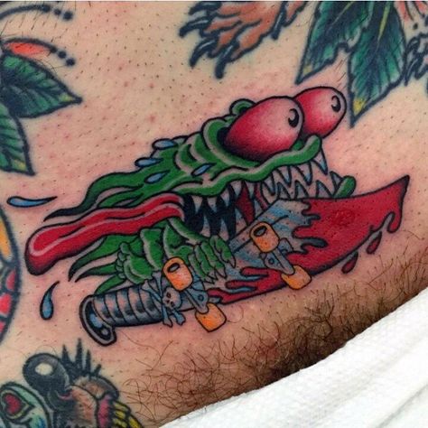 Small Mens Creature Riding Skateboard Dagger Tattoo Ideas Skateboard Tattoos, Dagger Tattoo Ideas, Riding Skateboard, Skate Tattoo, Skateboard Tattoo, Tatuagem Masculina Pequena, Creature Skateboards, Biker Tattoos, Traditional Tattoo Sleeve