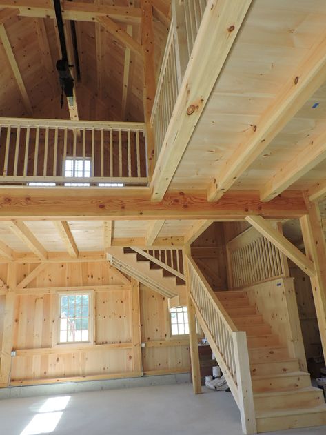 Timber Frame Barn Workshop and Garage - Houses and Barns Garage Workshop With Apartment, Barn Workshop Ideas, Workshop Exterior, Garage Houses, Barn Loft Apartment, Lighting Plans, Timber Frame Garage, Build Garage, Outdoor Forts