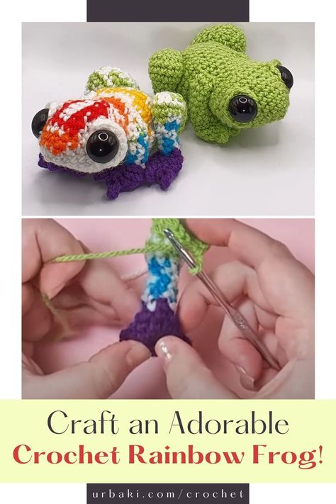 Get ready for a delightful crochet adventure as you bring this cute amigurumi frog to life! If you're new to the world of amigurumi, fear not!Unlock your creative prowess with this intermediate-level project that's easier than it seems. All you need is a basic understanding of simple crochet stitches.To guide you on your journey, the mastermind behind this enchanting rainbow frog has prepared a helpful video tutorial. Watch in awe as she unveils the secrets to creating this lovable frog No Sew Frog Crochet Pattern, Tiny Frog Amigurumi Free Pattern, Pocket Frog Crochet Pattern, Crochet Pocket Frog, Simple Crochet Stitches, Chubby Frog Crochet Pattern, Crochet Shapes, Amigurumi Frog, Frog Crochet