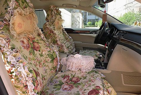 Cute Car Seat Covers Aesthetic, Aesthetic Car Seat Covers, Coquette Car Decor, Aesthetic Car Interior, Coquette Car, Cottagecore Car, Cute Car Seat Covers, Pink Car Seat Covers, Pink Car Seat