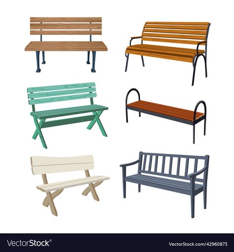 Park Bench Illustration, Urban Beautification, Wooden Park Bench, Block Illustration, Furniture Illustration, Park Benches, Free Business Card Mockup, Decoration Furniture, Business Card Maker