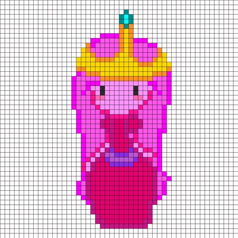 Chibi Princess Bubblegum bead pattern... Could be used for Rainbow Loom Princess Bubblegum Perler Beads, Princess Bubblegum Pixel Art, Pixel Rose, Chibi Princess, Graph Art, Diy Kandi, Perler Ideas, Doodle Frame, Pixel Art Templates