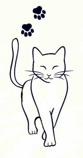 Cat Outline Drawing, Cat Outline Tattoo, Simple Cat Drawing, Paw Drawing, Magic Runes, Cat Template, Cat Outline, Ear Tattoo Ideas, Dibujo Simple