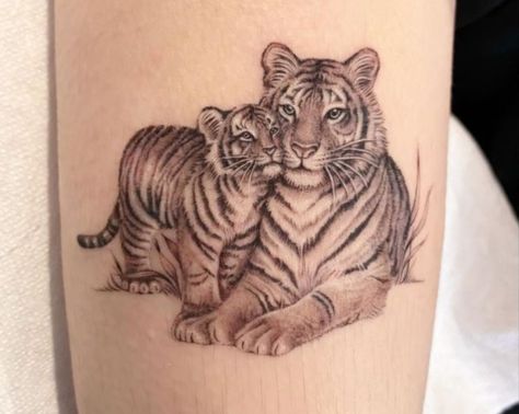 Cute Tiger Tattoo, Tiger Cub Tattoo, Tiger Tatoos, Small Tiger Tattoo, Tiger Pic, Tiger Tattoo Thigh, White Tiger Tattoo, Tiger Eyes Tattoo, Tiger Face Tattoo