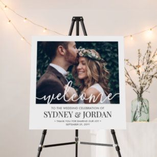 Welcome Wedding Board, Photo Wedding Sign, Reception Poster, Welcome Photos, Couple Engagement Pictures, Welcome Boards, Square Photo, Elegant Calligraphy, Engagement Party Decorations