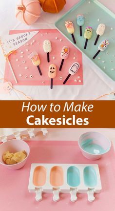 How to Make Cakesicles - A Beautiful Mess Popsicle Cake Design, Cake Popsicle Recipes, Cheesecake Cakesicles Recipe, Cakecicles Tutorial, How To Make Cake Popsicles, How To Make Cakesicles Tutorial, Cakecicles Halloween, Cake Popsicles Recipe, Halloween Cake Popsicles