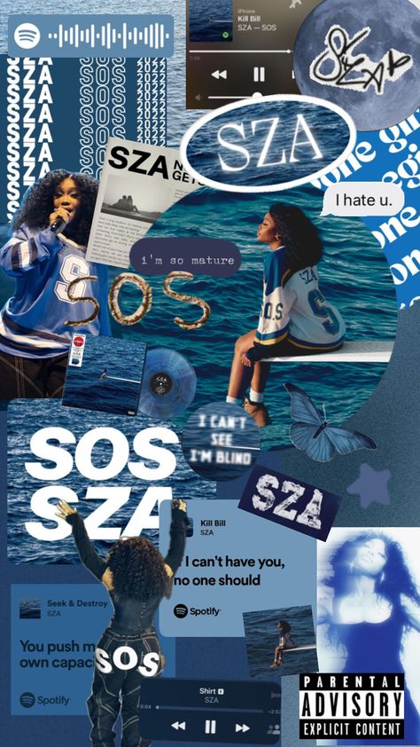 Requested collage (sza sos) Sza Aesthetic Wallpaper Blue, Sza Collage Wallpaper, Sza Sos, Cute Screen Savers, Sza Singer, Kaws Wallpaper, Cute Lockscreens, Cute Wallpapers For Ipad, Cute Blue Wallpaper