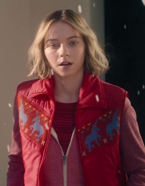 Released on November 30, 2023, on Netflix, ‘Family Switch’ is a comedic film directed by McG.Emma Myers portrays the character of CC, and she looks stylish in this Family Switch 2023 Emma Myers Red Unicorn Pattern Vest.This stylish women’s vest is manufactured with high-quality parachute material. Cc Family Switch, Family Switch Emma Myers, Emma Myers Family Switch, Family Switch, Red Unicorn, Fantasy Vibes, Elegant Vest, Pattern Vest, Trendy Family