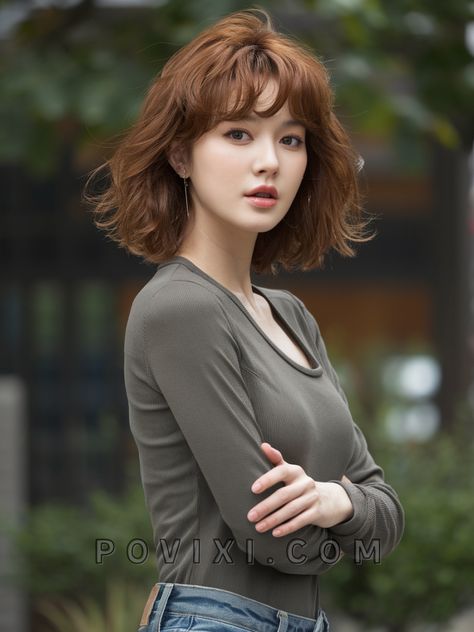 Chestnut brown hair 2025: 33 Ideas with Balayage and Highlights Perfect for Short and Long Styles Balayage And Highlights, Bangs Layers, Toned Hair, Chestnut Brown Hair, Wavy Bangs, Hair Color Asian, Effortless Waves, Curly Styles, Wavy Lob