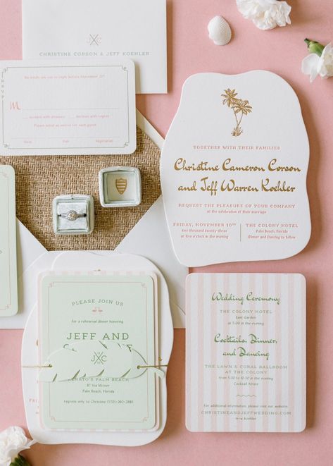 Palm Springs Wedding Invitations, Wedding Bahamas, Palm Royale, West Palm Beach Wedding, Beach Invitations, Retro Wedding Invitations, Modern Wedding Stationery, Wedding Lookbook, Chic Wedding Invitations