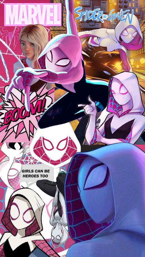 Spidergwen 🩷🤍#spidergwen #marvel #marvelcomics #spiderverse #girlscanbeheroestoo #spidergirl #marvel Superhero Wallpaper Iphone, Spider Gwen Art, Spiderman Girl, Spiderman And Spider Gwen, Marvel Phone Wallpaper, Spiderman Comic Art, Image Spiderman, Spiderman Art Sketch, Spider Art