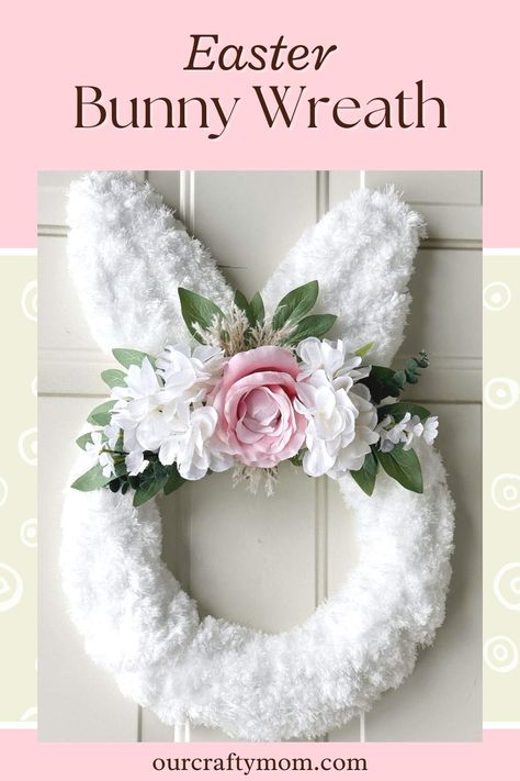 Easter Bunny Wreath Diy, Bunny Wreath Diy, Dollar Tree Easter Crafts, Rabbit Wreath, Easter Wreath Diy, Easter Spring Wreath, Easter Egg Wreath, Easter Craft Decorations, Easter Bunny Crafts