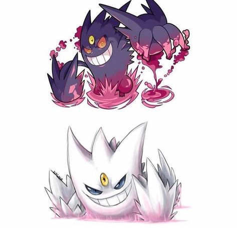 Shiny Mega Gengar, Shiny Gengar, Mega Gengar, Gengar Tattoo, Haunter Pokemon, Giratina Pokemon, Vampire Games, Ghost Type Pokemon, Art Ghost